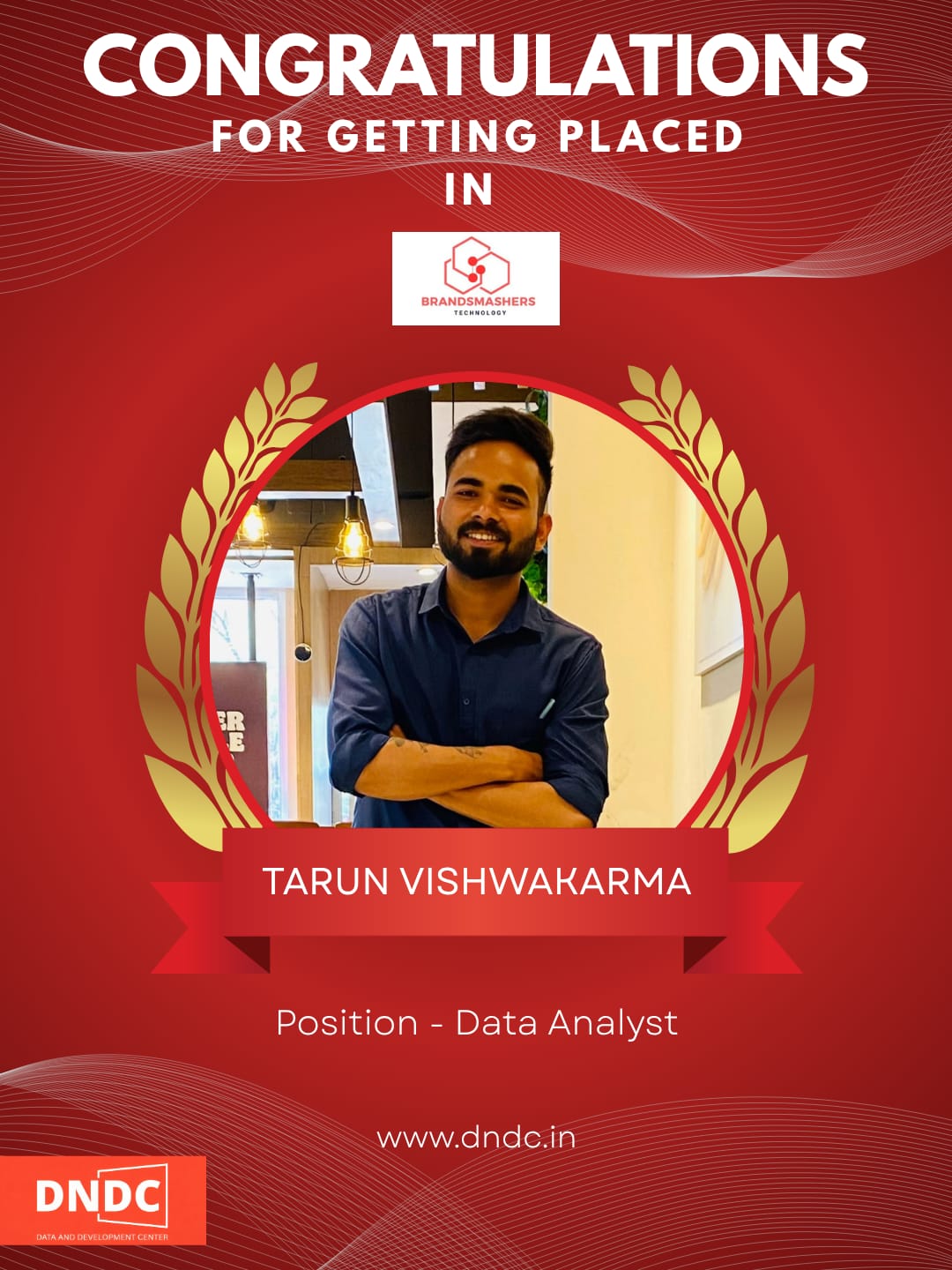 Tarun Vishwakarma placed as Data Analyst at Brandsmashers Technology